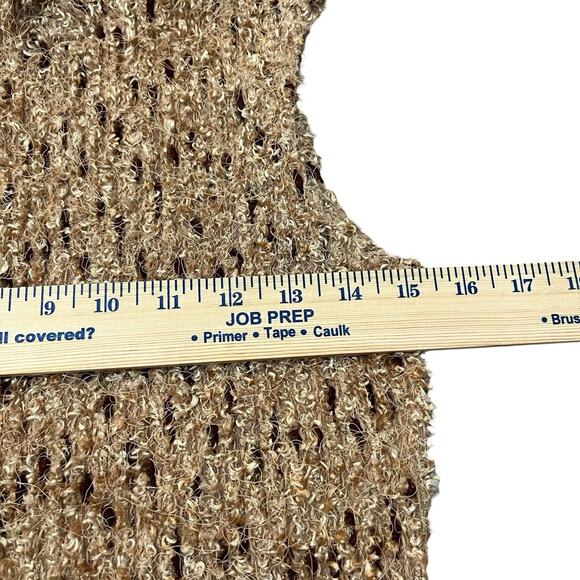 Y2K Fuzzy Knit Tank Top M/L Cowl Neck Casual Eclectic Artsy Boho Brown Stretch - Picture 4 of 8